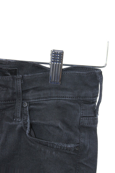 Mother Womens Black Skinny Jeans Mid Rise Button Fly Cotton Size 23
