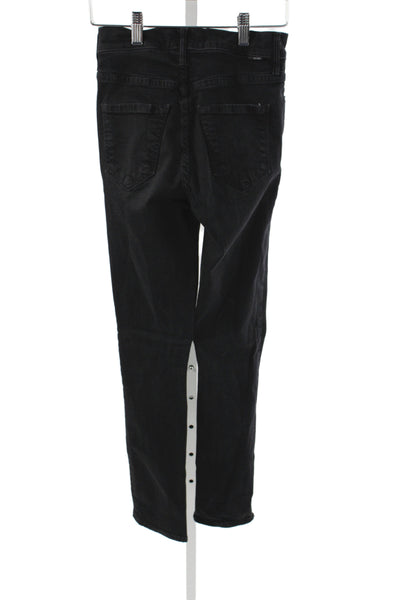 Mother Womens Black Skinny Jeans Mid Rise Button Fly Cotton Size 23