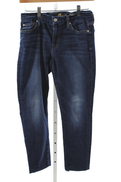 7 For All Mankind Womens Skinny Jeans Blue Cotton Size 27