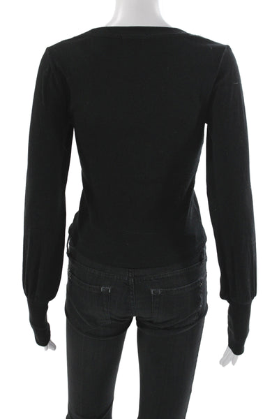 Z Supply Women Basic Scoop Neck Black Long Sleeve Cotton T-Shirt Size S