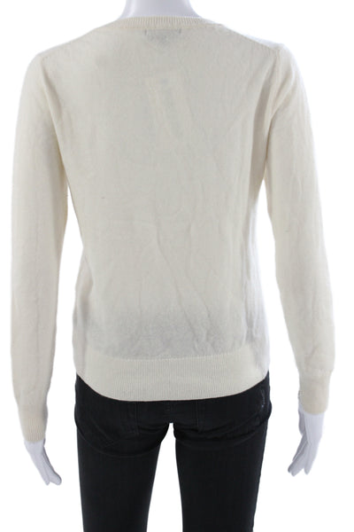 Quince Women Cashmere V-Neck Pullover Sweater Ivory Long Sleeve Size XS