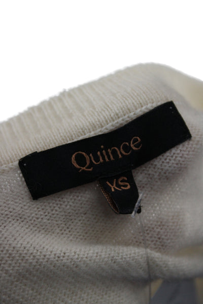 Quince Women Cashmere V-Neck Pullover Sweater Ivory Long Sleeve Size XS