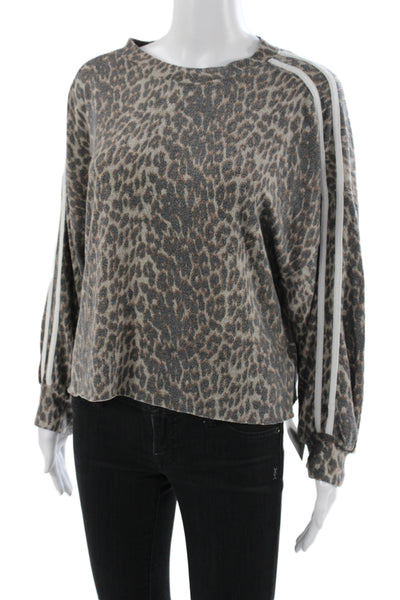 Vintage Havana Women Leopard Gray Pullover Round Neck Long Sleeve Size S