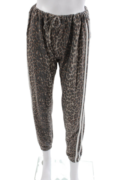 Vintage Havana Womens Leopard Jogger Pants Brown Drawstring Size S