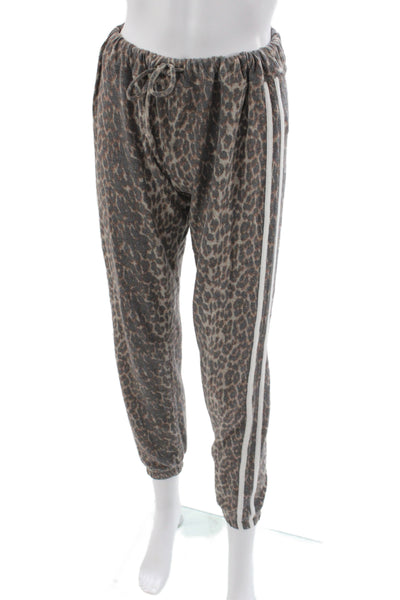 Vintage Havana Womens Leopard Jogger Pants Brown Drawstring Size S