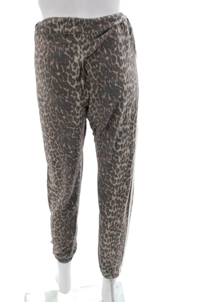 Vintage Havana Womens Leopard Jogger Pants Brown Drawstring Size S