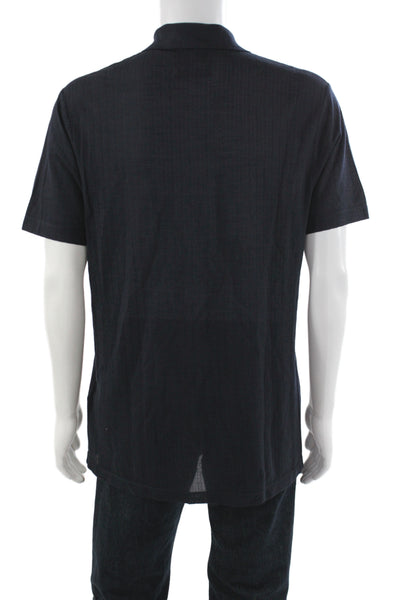 Boss Hugo Boss Mens Blue Short Sleeve Polo Collared 51% Wool Size L