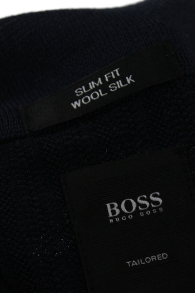 Boss Hugo Boss Mens Blue Short Sleeve Polo Collared 51% Wool Size L