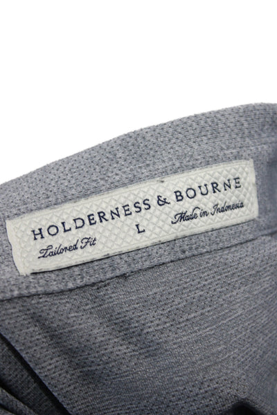 Holderness & Bourne Mens Short Sleeves Crew Neck Rugby Shirt Grey Size Large