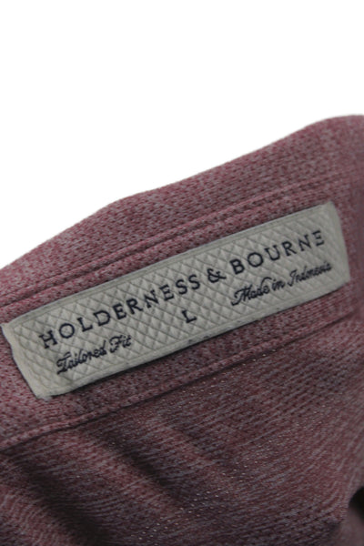 Holderness & Bourne Mens Short Sleeves Crew Neck Rugby Shirt Pink Size Large