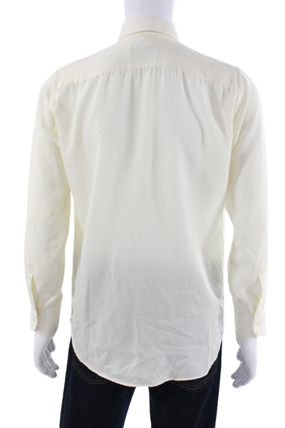 Canali Mens Dress Shirt Ivory Button Standard Cuff 34/35 Sleeve Size 16