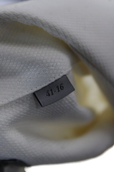 Canali Mens Dress Shirt Ivory Button Standard Cuff 34/35 Sleeve Size 16