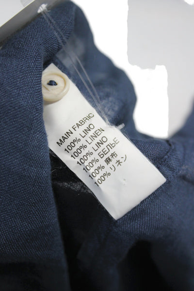 MC2 Saint Barth Mens Linen Button Down Shirt Navy Blue Size Large