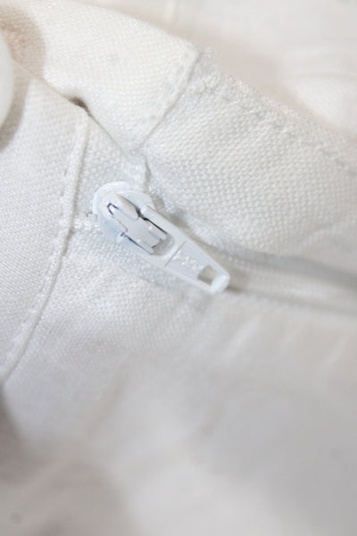 Azulu Women White Linen Cargo Pants Size 34