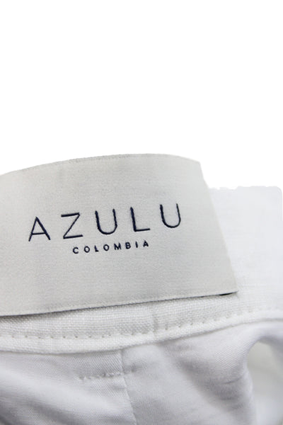 Azulu Women White Linen Cargo Pants Size 34