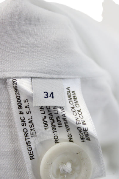 Azulu Women White Linen Cargo Pants Size 34