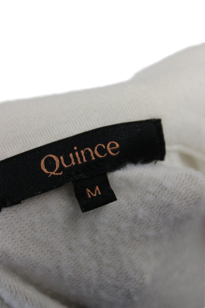 Quince Women Ivory Pullover Sweatshirt Collared Zip Long Sleeve Size M