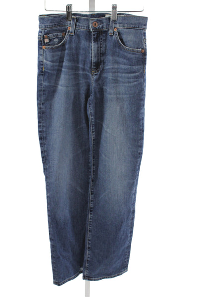 AG Adriano Goldschmied Women Straight Jeans Blue Cotton Mid Rise Size 25