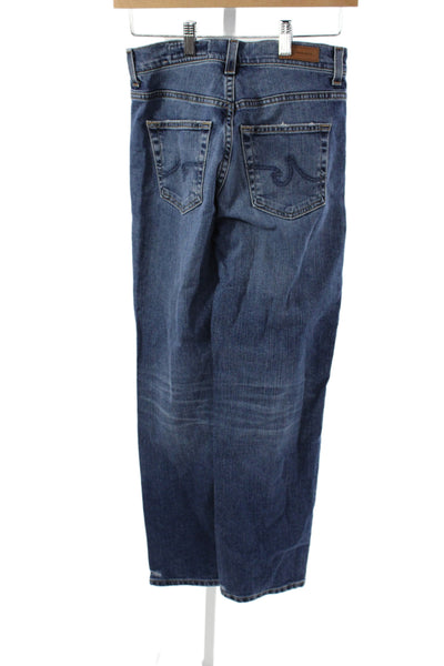 AG Adriano Goldschmied Women Straight Jeans Blue Cotton Mid Rise Size 25