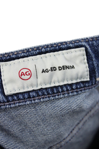 AG Adriano Goldschmied Women Straight Jeans Blue Cotton Mid Rise Size 25