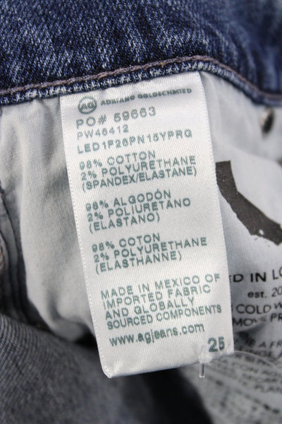 AG Adriano Goldschmied Women Straight Jeans Blue Cotton Mid Rise Size 25