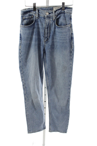 Rag & Bone Womens Straight Mid Rise Blue Cotton Jeans Size 25