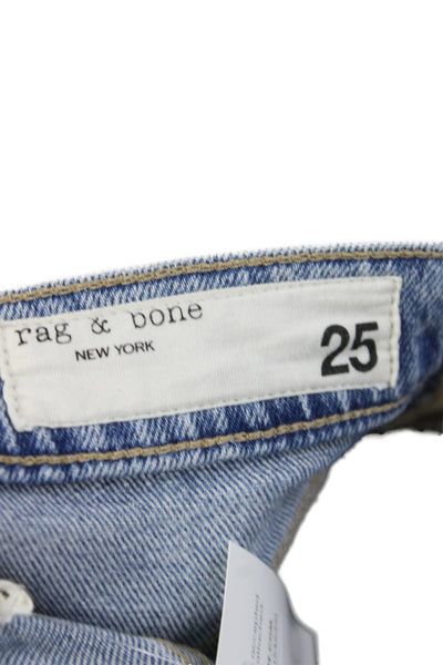 Rag & Bone Womens Straight Mid Rise Blue Cotton Jeans Size 25