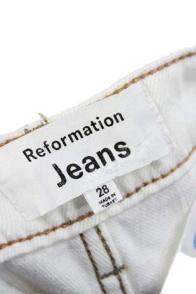 Reformation Womens White Wide-Leg Jeans 100% Cotton Size 28