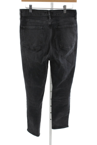 Agolde Women Straight Black Mid Rise Jeans Button Closure Size 28