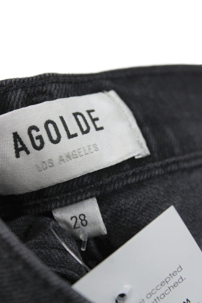 Agolde Women Straight Black Mid Rise Jeans Button Closure Size 28
