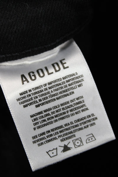Agolde Women Straight Black Mid Rise Jeans Button Closure Size 28