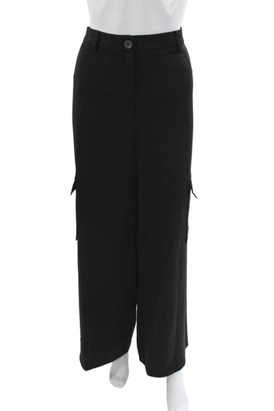 Lucy Paris Women Black Cargo Pants Button Closure Polyester Size L