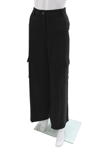 Lucy Paris Women Black Cargo Pants Button Closure Polyester Size L