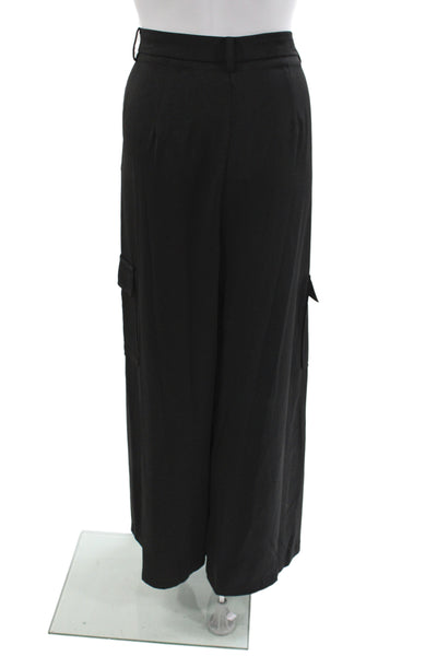 Lucy Paris Women Black Cargo Pants Button Closure Polyester Size L