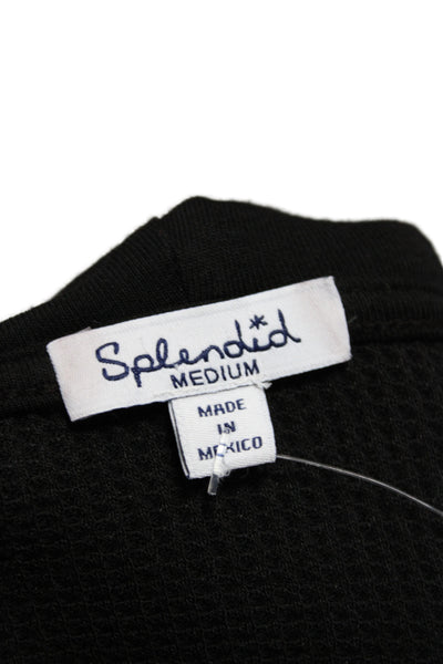 Splendid Women Black V-Neck Cardigan Long Sleeve Micro Modal Size M
