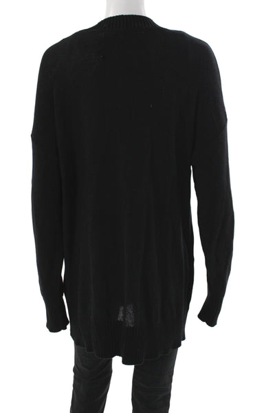 525 Women Cardigan V-Neck Black 100% Cotton Long Sleeve Classic Size M