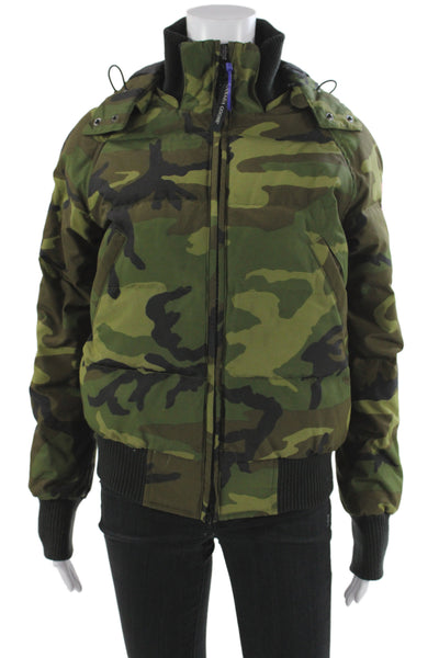 Canada Goose Women Bomber Jacket Green Camouflage Zip Long Sleeve Size S