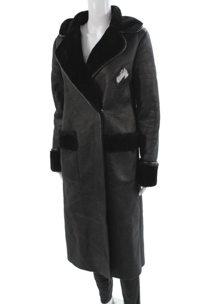 River Island Women Overcoat Black Polyester Long Sleeve Button Size 6