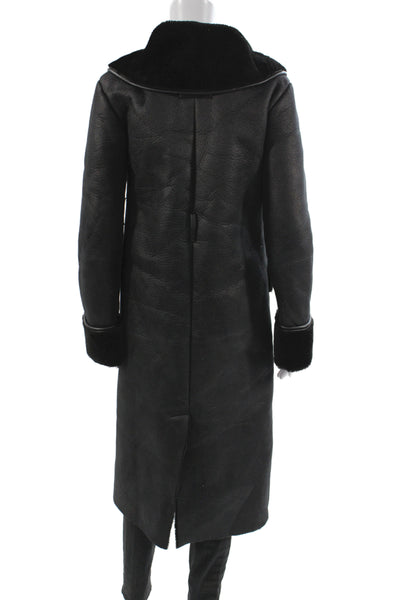 River Island Women Overcoat Black Polyester Long Sleeve Button Size 6