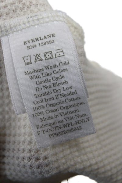 Everlane Women Cropped Henley Long Sleeve T-Shirt Ivory Organic Cotton Size XS