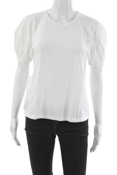 A.L.C. Womens Basic Cotton Crew Neck T-Shirt White Short Sleeve Size S