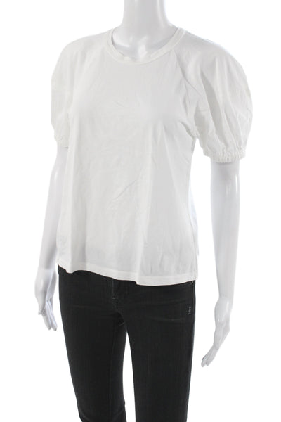 A.L.C. Womens Basic Cotton Crew Neck T-Shirt White Short Sleeve Size S