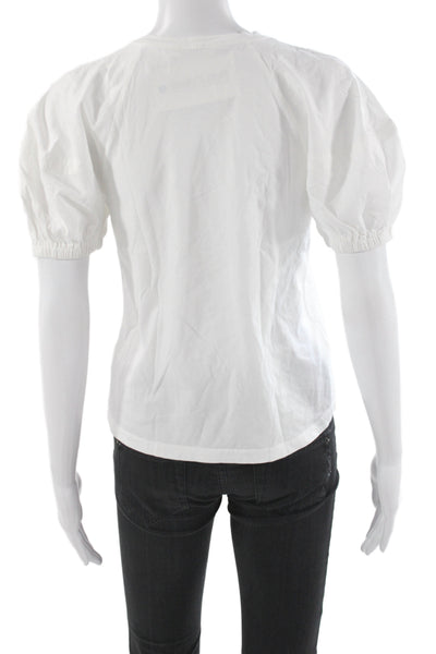 A.L.C. Womens Basic Cotton Crew Neck T-Shirt White Short Sleeve Size S