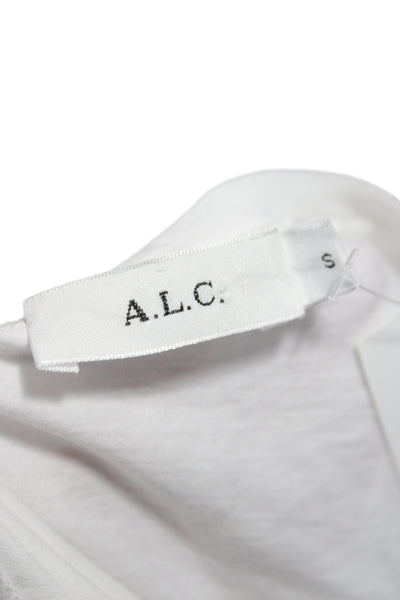 A.L.C. Womens Basic Cotton Crew Neck T-Shirt White Short Sleeve Size S