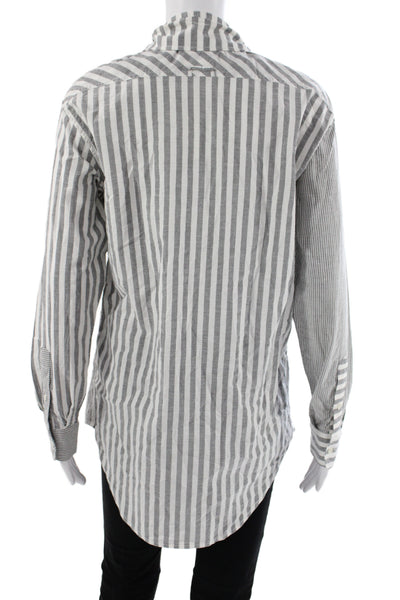 Solid & Striped Women Striped Cotton Collared Button Up Long Sleeve Top Size XS