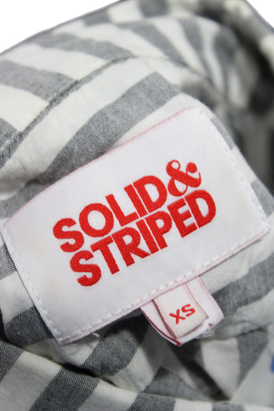 Solid & Striped Women Striped Cotton Collared Button Up Long Sleeve Top Size XS