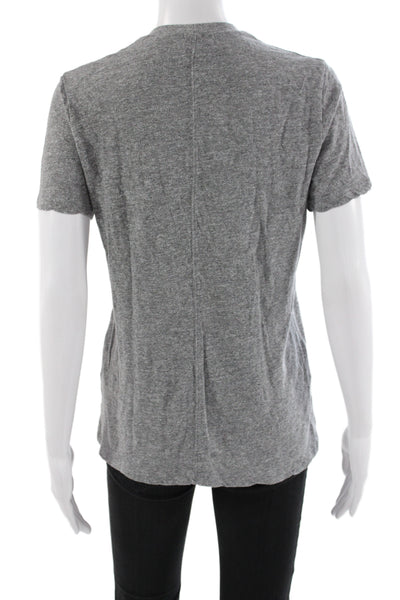Monrow Women Basic Gray V-Neck Short Sleeve T-Shirt 50% Polyester Size S