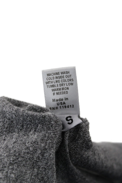 Monrow Women Basic Gray V-Neck Short Sleeve T-Shirt 50% Polyester Size S