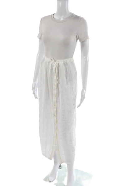 Solid & Striped Women White Striped Cotton Maxi Skirt Button Size XS