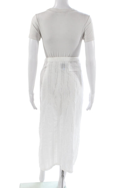 Solid & Striped Women White Striped Cotton Maxi Skirt Button Size XS